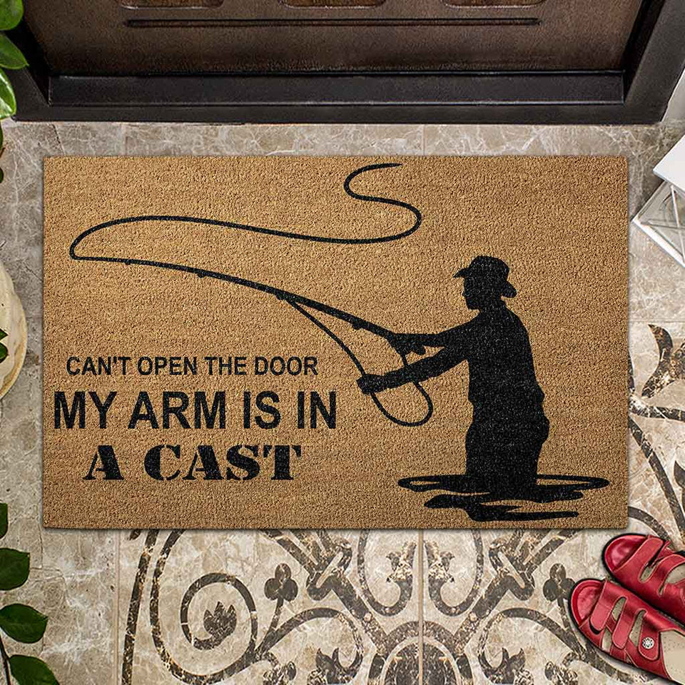 Can't Open The Door - Fishing Coir Pattern Print Doormat