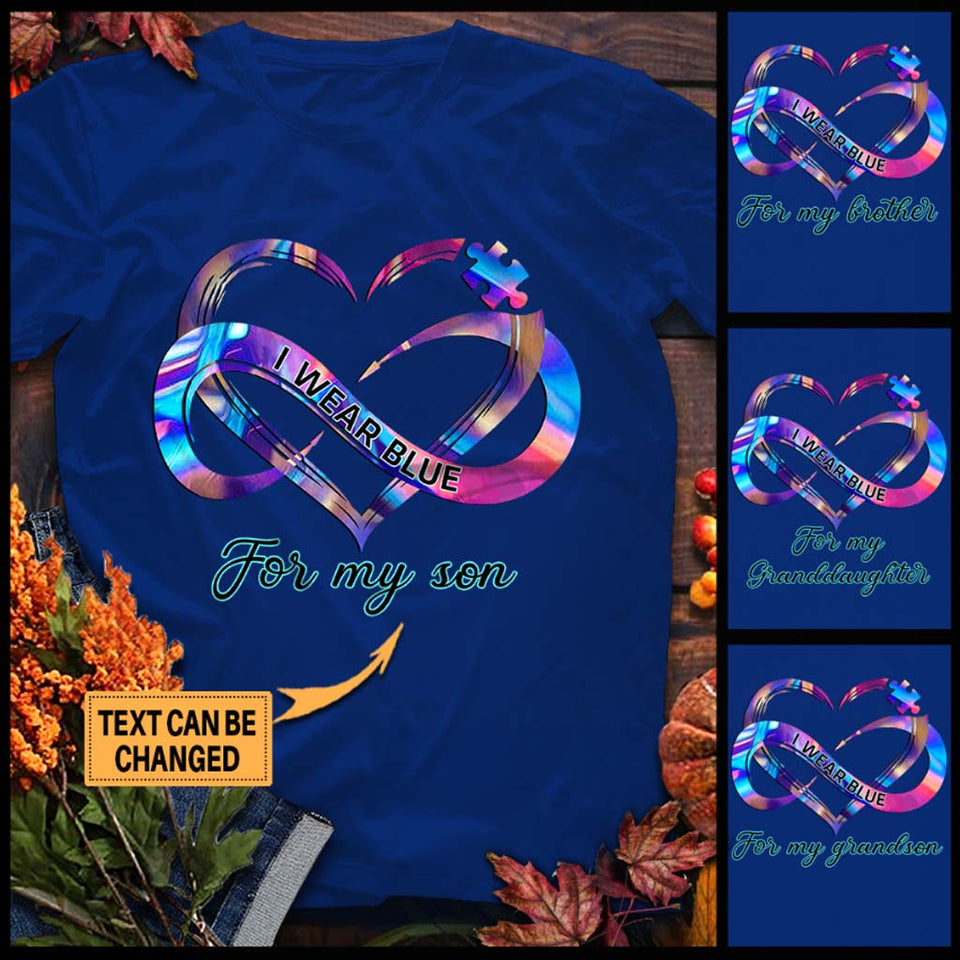 Je porte du bleu - T-shirt et sweat à capuche personnalisés pour la sensibilisation à l'autisme