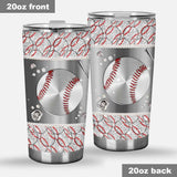 Sport - Baseball Faux Glitter Print Tumbler