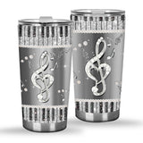Keyboard - Piano Faux Glitter Print Tumbler