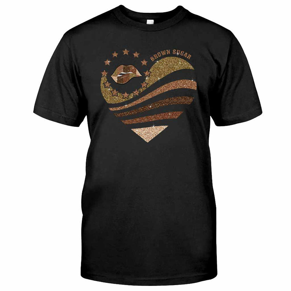 Brown Sugar - African American T-shirt and Hoodie With Faux Glitter Print 112021