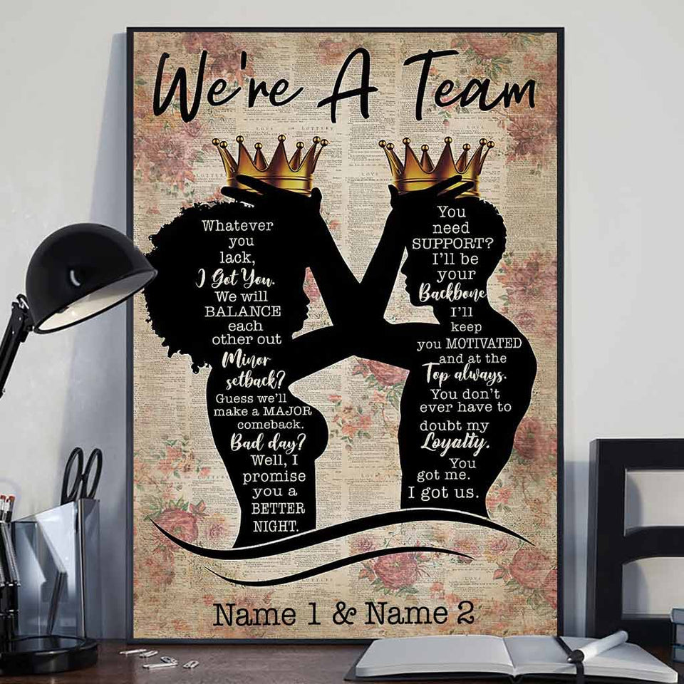 We Are A Team - Personalized African American Poster
