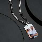 My Hero - Personalized Father Mens Dog Tag Photo Necklace