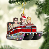 Christmas Light Pontoon Boat - Personalized Pontoon Ornament