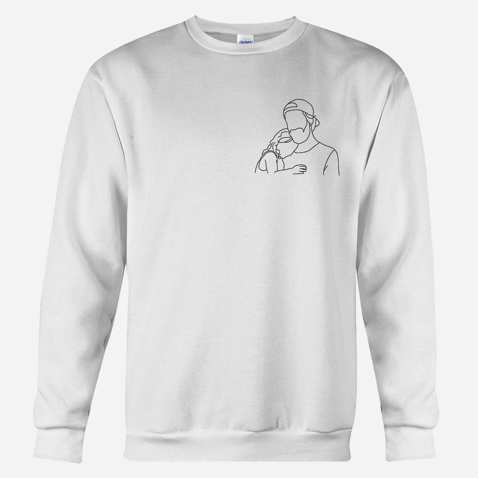 Custom Line Art - Personalized Father Embroidered Sweater