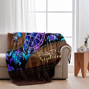 Salty Lil' Beach - Personalized Turtle Blanket