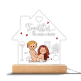 Together We Make A Family - Personalized Couple Shaped Plaque Light Base