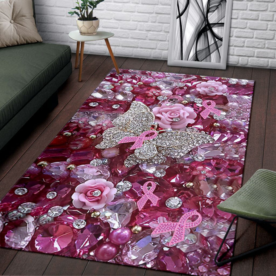 Pink Warrior Pattern Print Breast Cancer Awareness Rug 0622