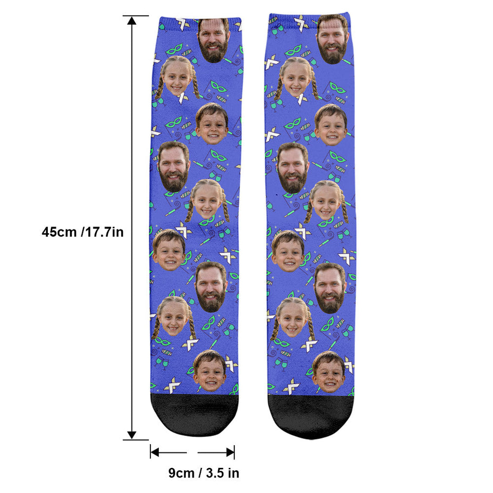 Custom Face Party Pattern - Personalized Step Dad Socks