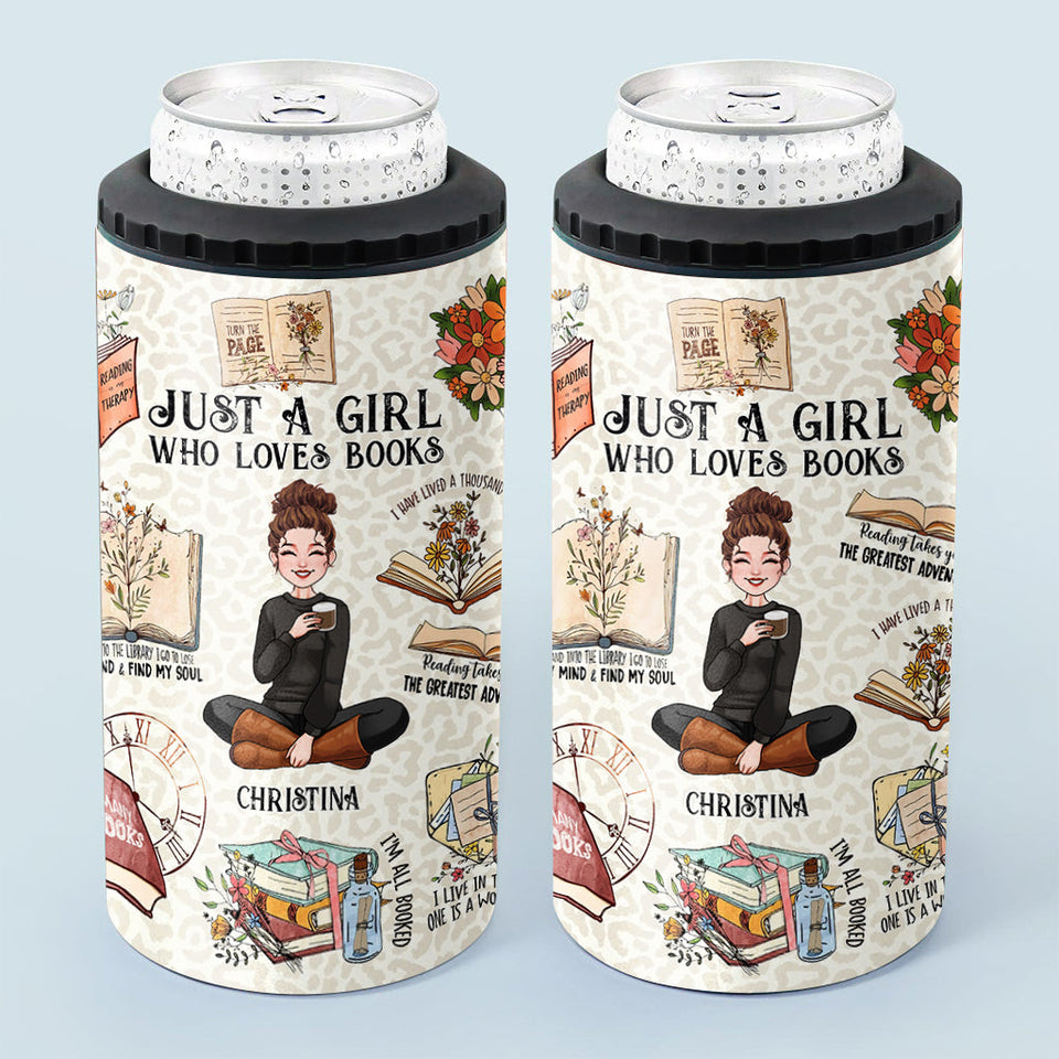 Just A Girl Who Loves Books - Personalized Book Can Cooler