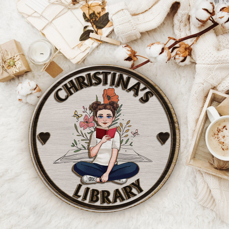 My Library - Personalized Book 2 Layered Wood Sign / Wood Plaque