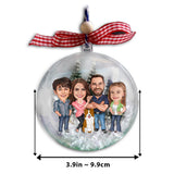 Funny Caricature Portrait - Personalized Family Snow Globe Ornament