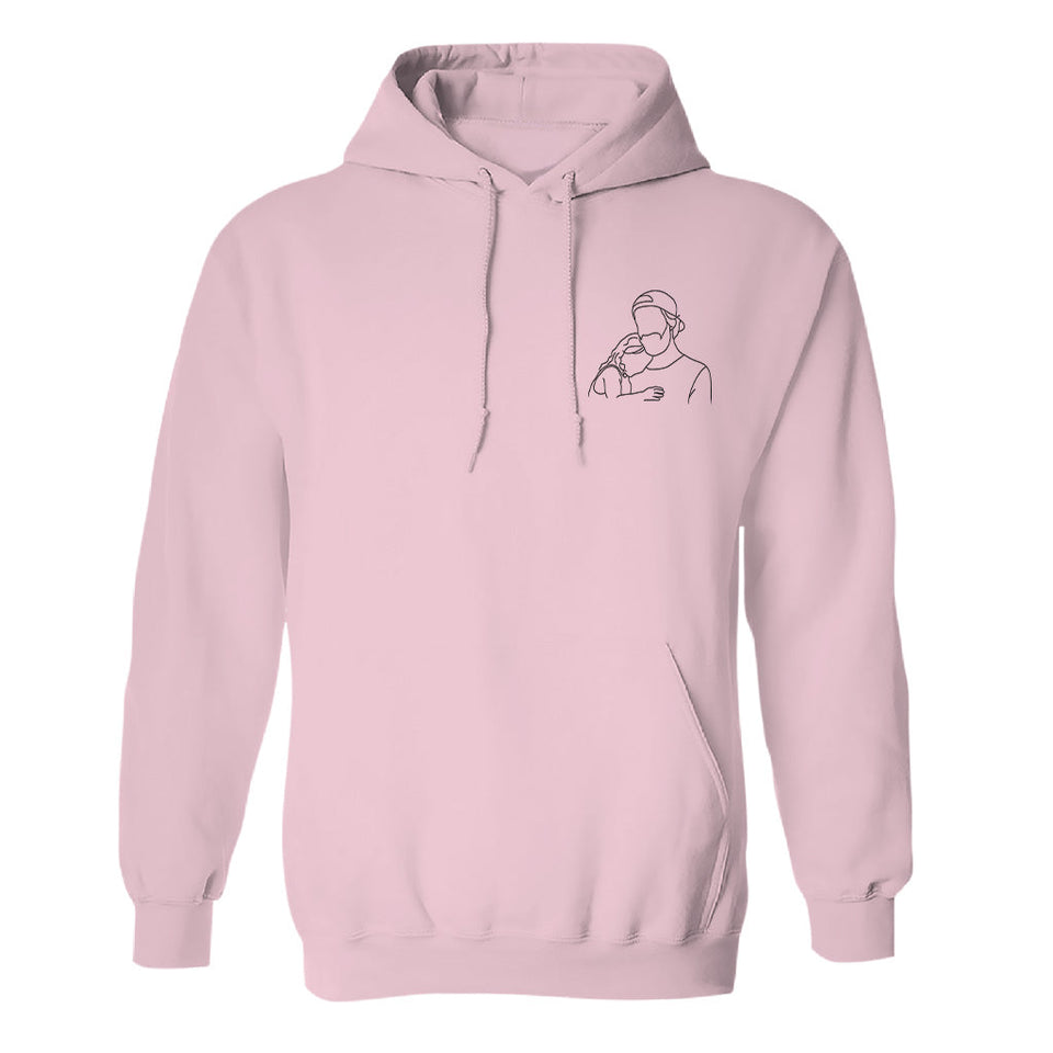 Custom Line Art - Personalized Step Dad Embroidered Hoodie