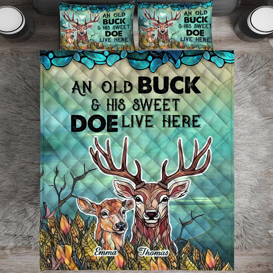 Live Here - Personalized Hunting Quilt Set