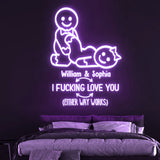 I Love You Naughty Ginger Bread - gift for boyfriend, wife, husband, girlfriend - Personalized Neon Sign