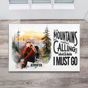 The Mountain Is Calling - Personalized Hiking Doormat