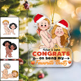 Congrats On Being My Favorite Butt - gift for girlfriend, boyfriend, wife, husband - Personalized Transparent Ornament
