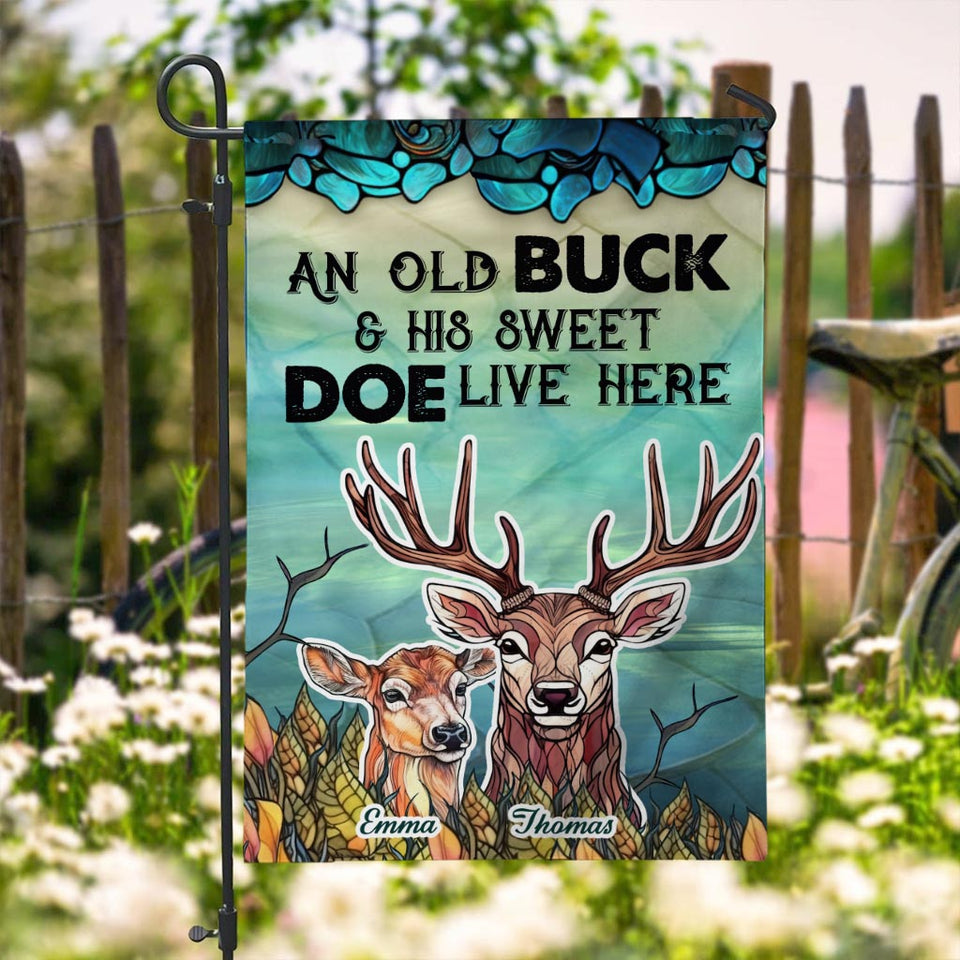 Live Here - Personalized Hunting Garden Flag