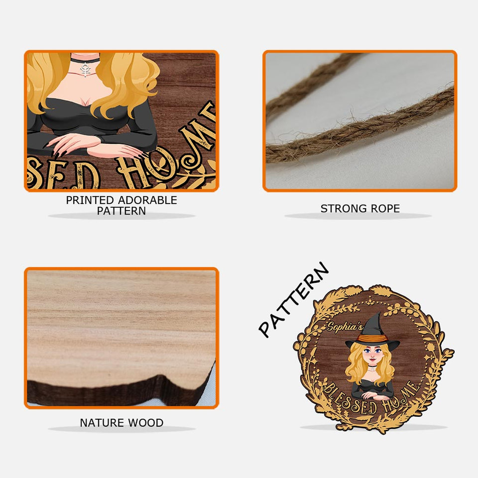Blessed Home - Personalized Witch Wood Sign