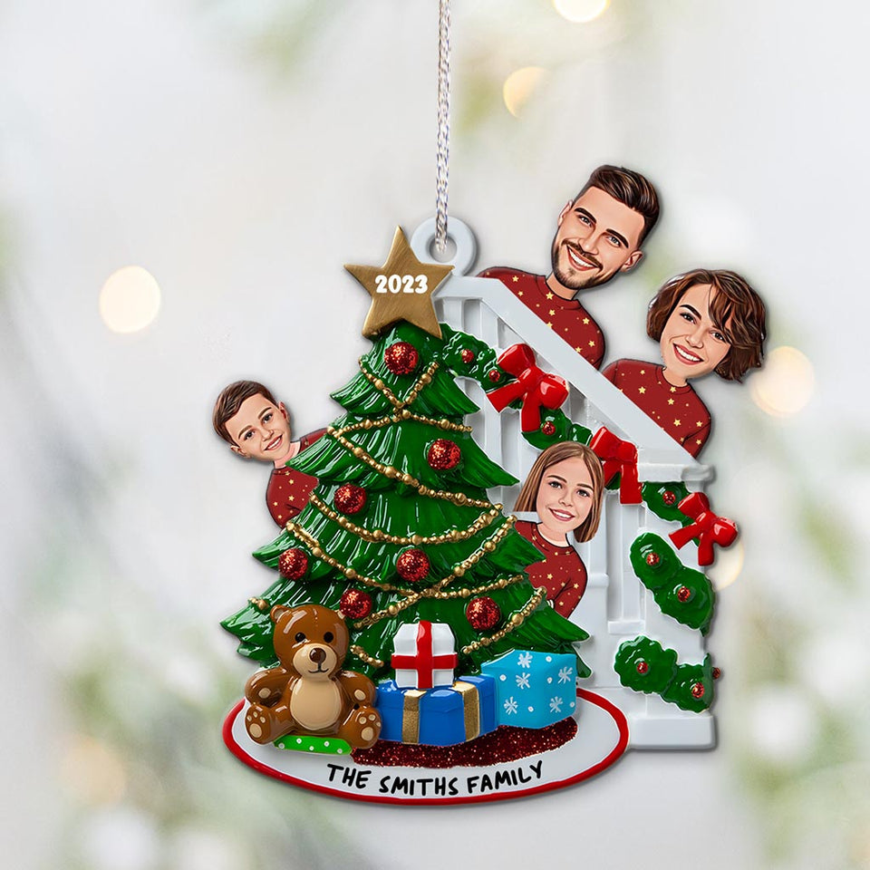 Staircase Cartoon Family - Personalized Family Ornament