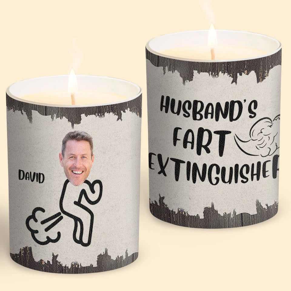 Fart Extinguisher - Gift for dad, grandma, grandpa, mom, uncle, aunt, son, daughter, brother, sister, granddaughter, grandson, husband, wife, boyfriend, girlfriend, friend - Personalized Candle With Wooden Lid