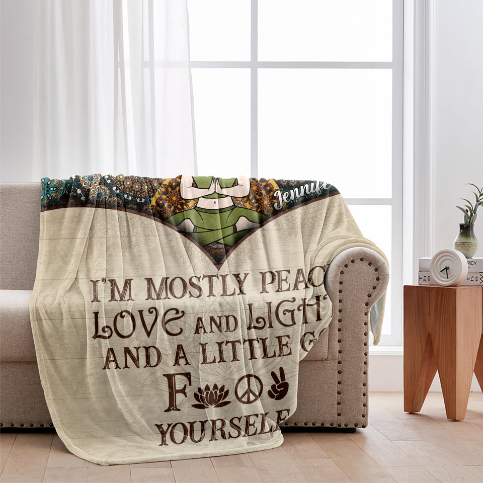 I'm Mostly Peace - Personalized Yoga Blanket