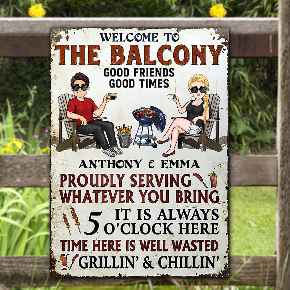 Welcome To Our Patio Bar - Personalized Backyard Rectangle Metal Sign