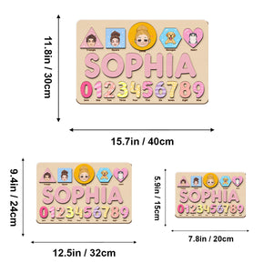 Algebraic Wooden Name Puzzle - Personalized Kid Name Puzzle