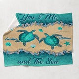Salty Lil' Beach - Personalized Turtle Blanket