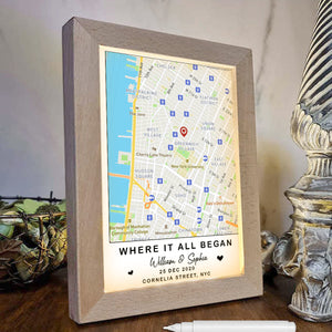 Where It All Began - Personalized Couple Light Photo Frame