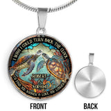 Turn Back The Clock - Personalized Turtle Round Pendant Necklace