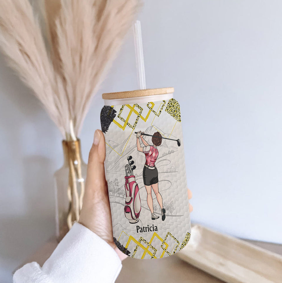 Golf Instruction - Golf gift for her, girlfriend, wife, daughter - Personalized Can Glass