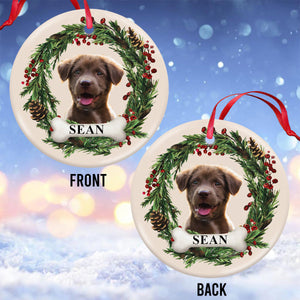 Lovely Dog/Cat Face - Personalized Dog Ceramic Circle Ornament