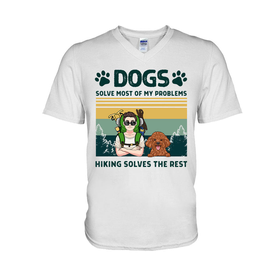 Dogs And Hiking Solve My Problems - Personalized Hiking T-shirt & Hoodie