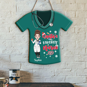 Santa's Favorite Nurse - Personalized Nurse Custom Shaped Wood Sign