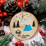 Making Memories One Campsite At A Time - Personalized Camping Slice Wood Ornament