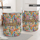Floral Skeleton - Personalized Skull Storage Basket