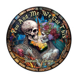 You And Me We Got This - Personalized Skull Round Wood Sign