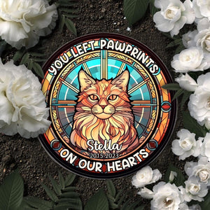 You Left Paw Prints On My Heart - Personalized Dog Round Shaped Stone