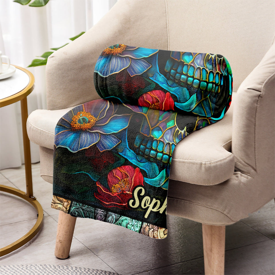 Floral Skull - Personalized Skull Blanket
