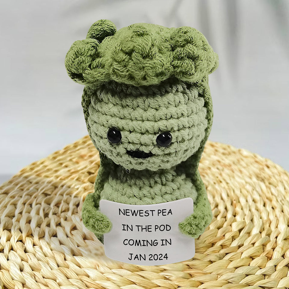 Newest Pea In The Pod - Personalized Pregnancy Hand Knitted Figurine