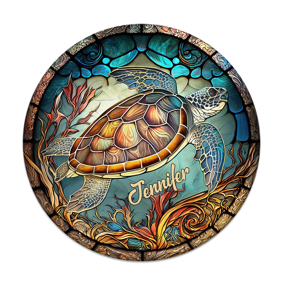 Love Turtles - Personalized Turtle Round Wood Sign