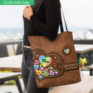 Colorful Heart Of Grandma Mother - Gift for grandma, grandma, mom - Personalized Tote Bag
