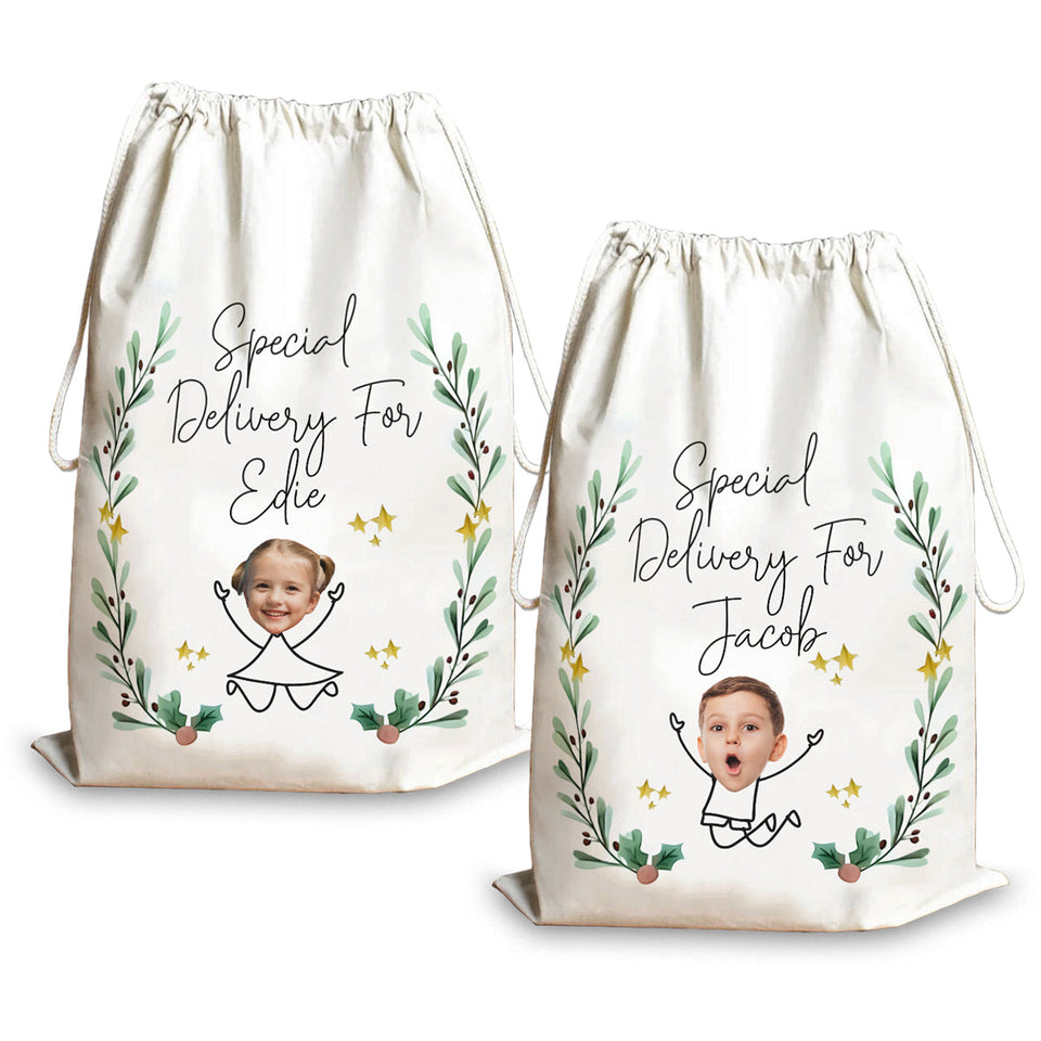 Special Delivery For - Personalized Kid Drawstring Tote Bag