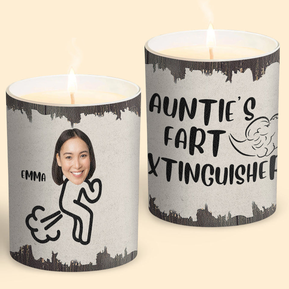 Fart Extinguisher - Gift for dad, grandma, grandpa, mom, uncle, aunt, son, daughter, brother, sister, granddaughter, grandson, husband, wife, boyfriend, girlfriend, friend - Personalized Candle With Wooden Lid