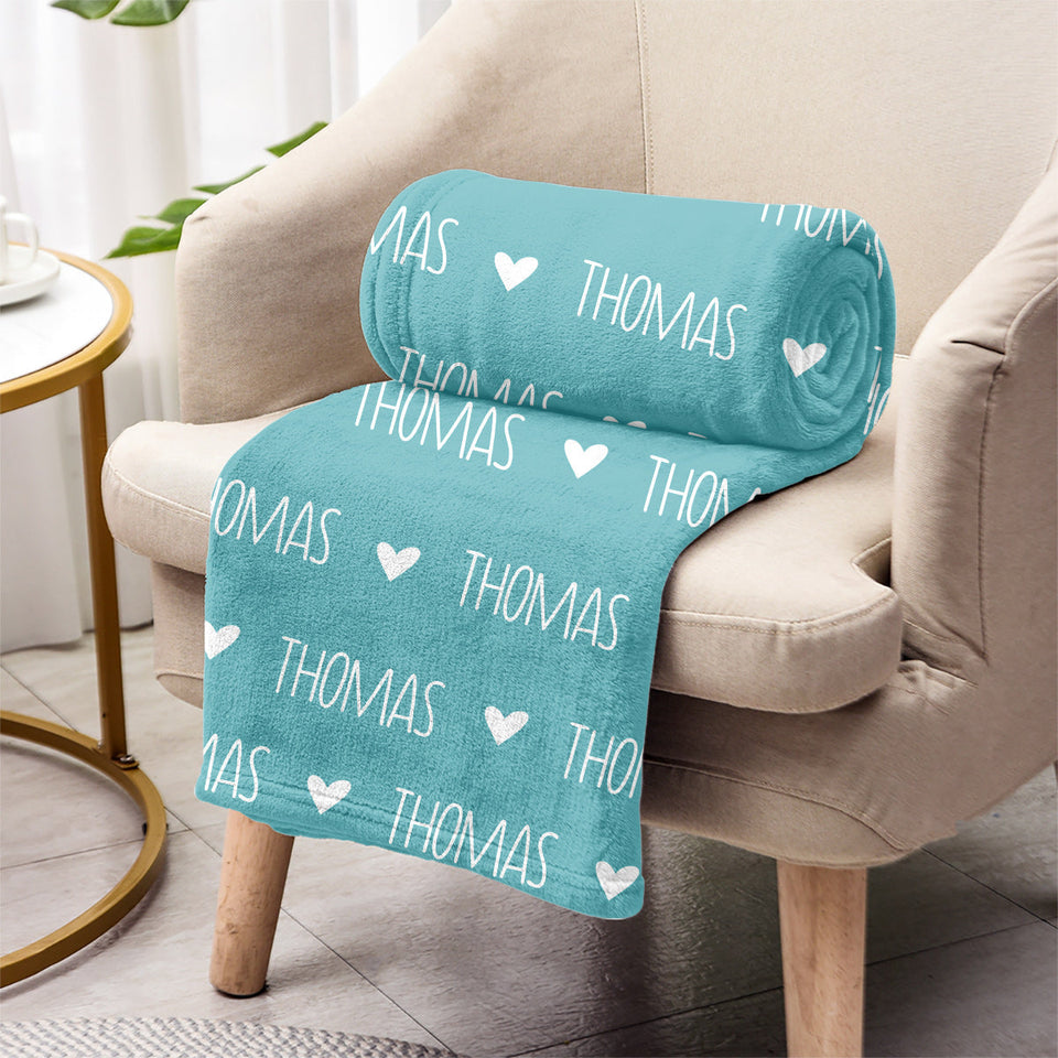 Custom Name Heart Pattern - Personalized grandson Blanket