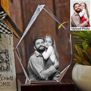 Custom Photo - Personalized Step Dad Laser Engraving 3D Iceberg Shaped Crystal Lamp