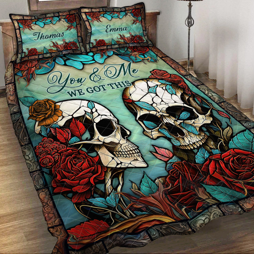 Skull Couple - Personalized Skull Quilt Set