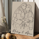 Besties Line Art - Personalized Bestie Canvas And Poster