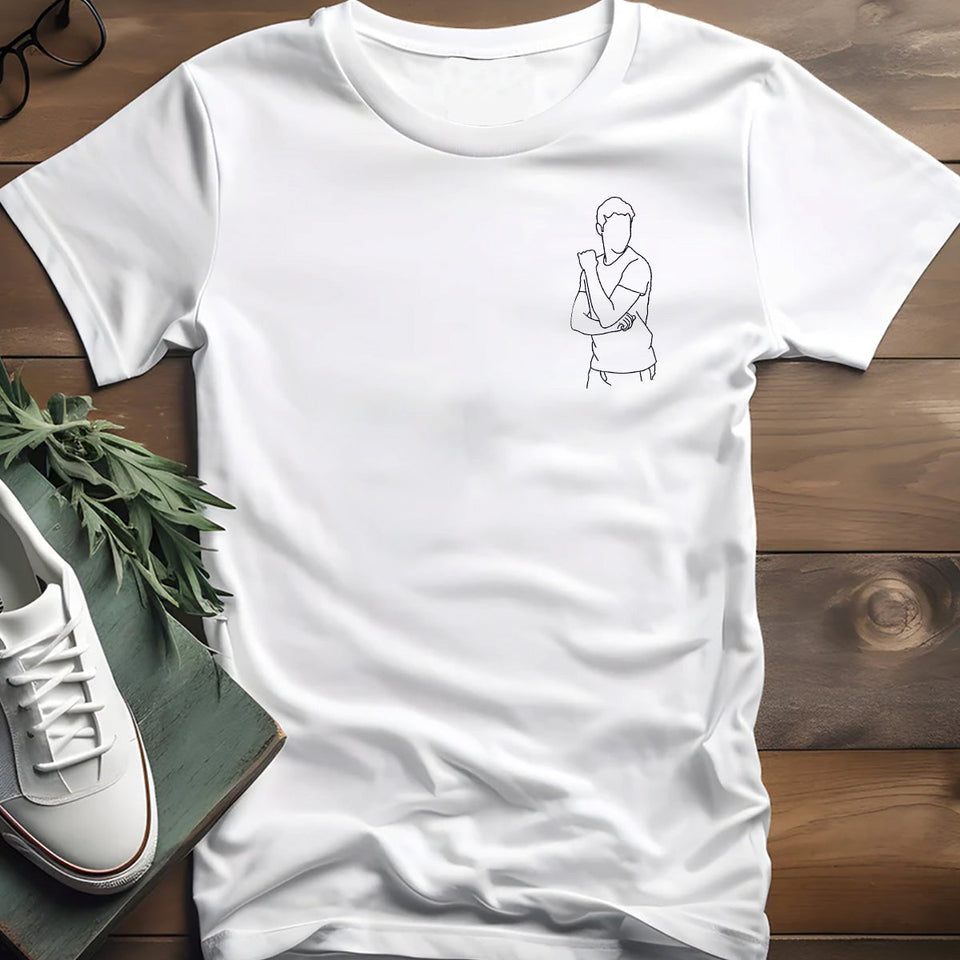 Custom Line Art - Personalized Son Embroidered T-shirt